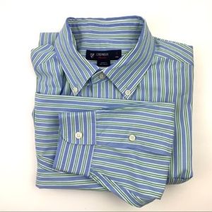Daniel Cremieux Classic men's button down blue & white striped shirt, Large